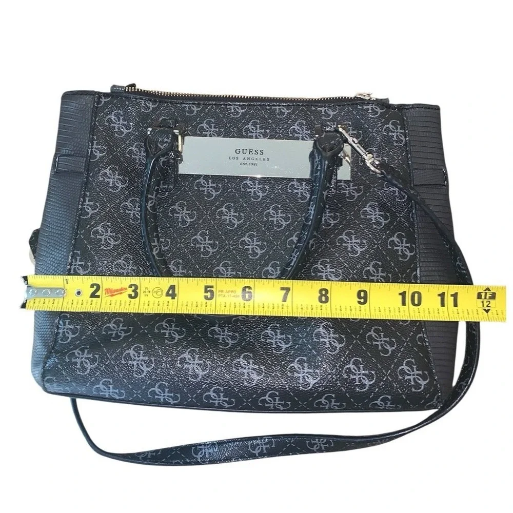 Guess Satchel Crossbody Bag Womens Medium Black Logo Monogram Y2K Chic